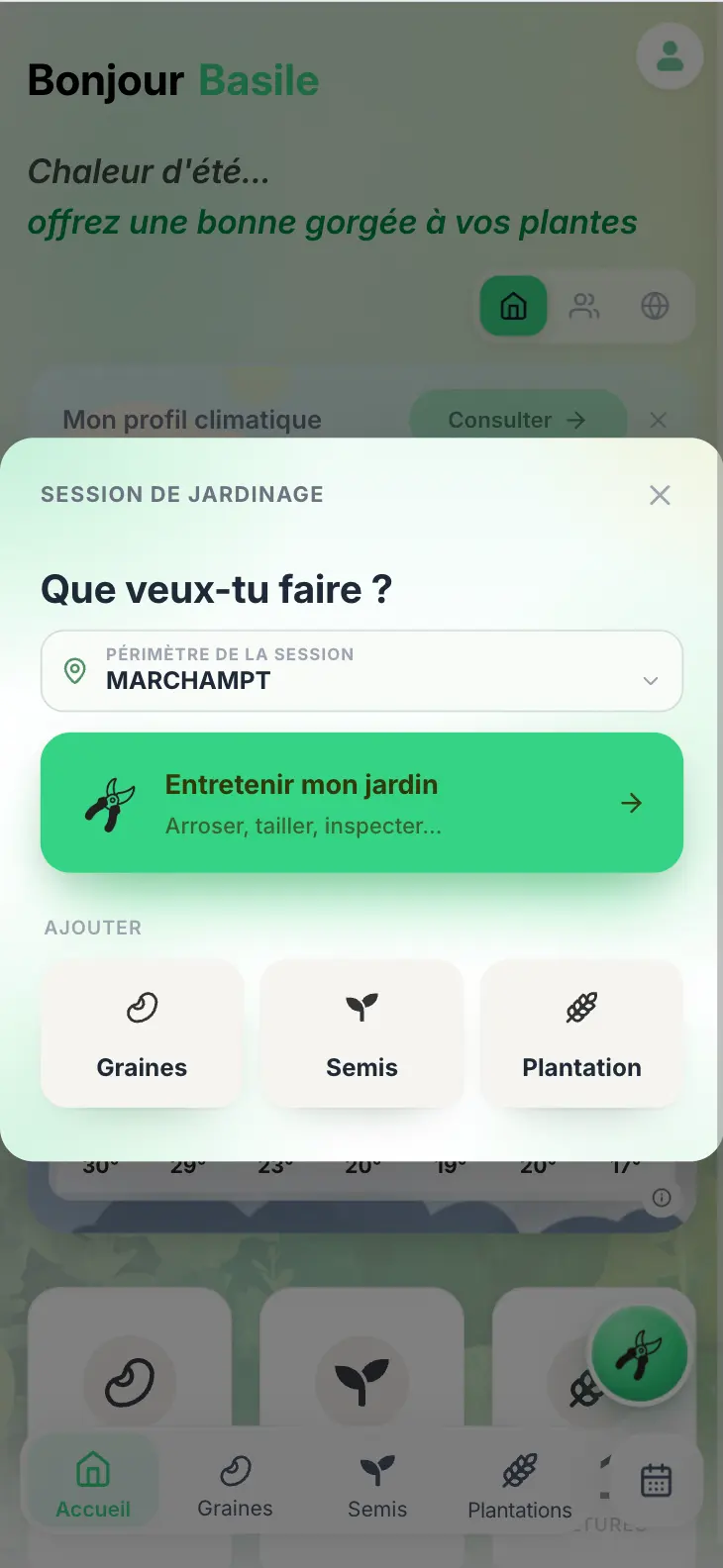 Grainly propose de démarrer une session pour entretenir le jardin de Marchampt.